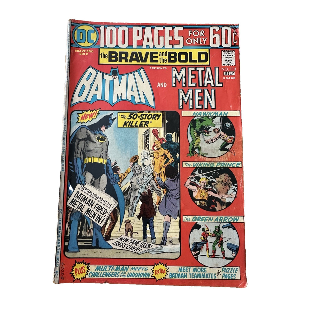 DC Comics, Batman and Metal Men #113 1974 The Brave & the Bold, Good+ VTG